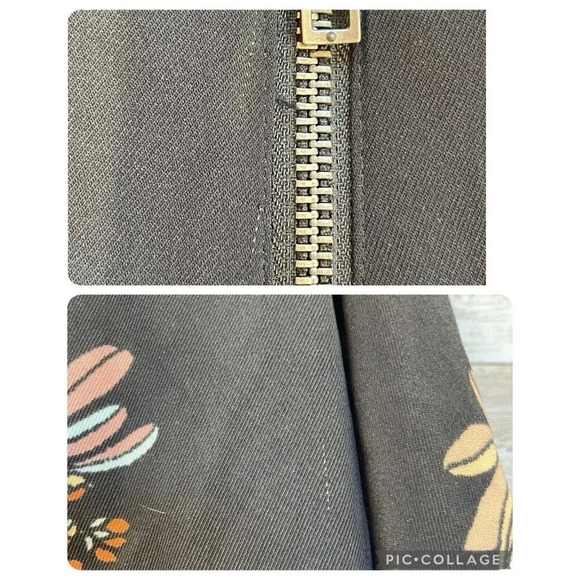 Who What Wear Womens M Jacket Black‎ Fall Floral Zipper w/ Pockets Cinch Waist - Picture 8 of 11